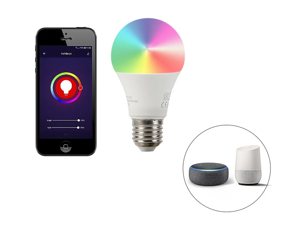 Applique moderne et intelligente noire IP54 avec WiFi A60 - Houks