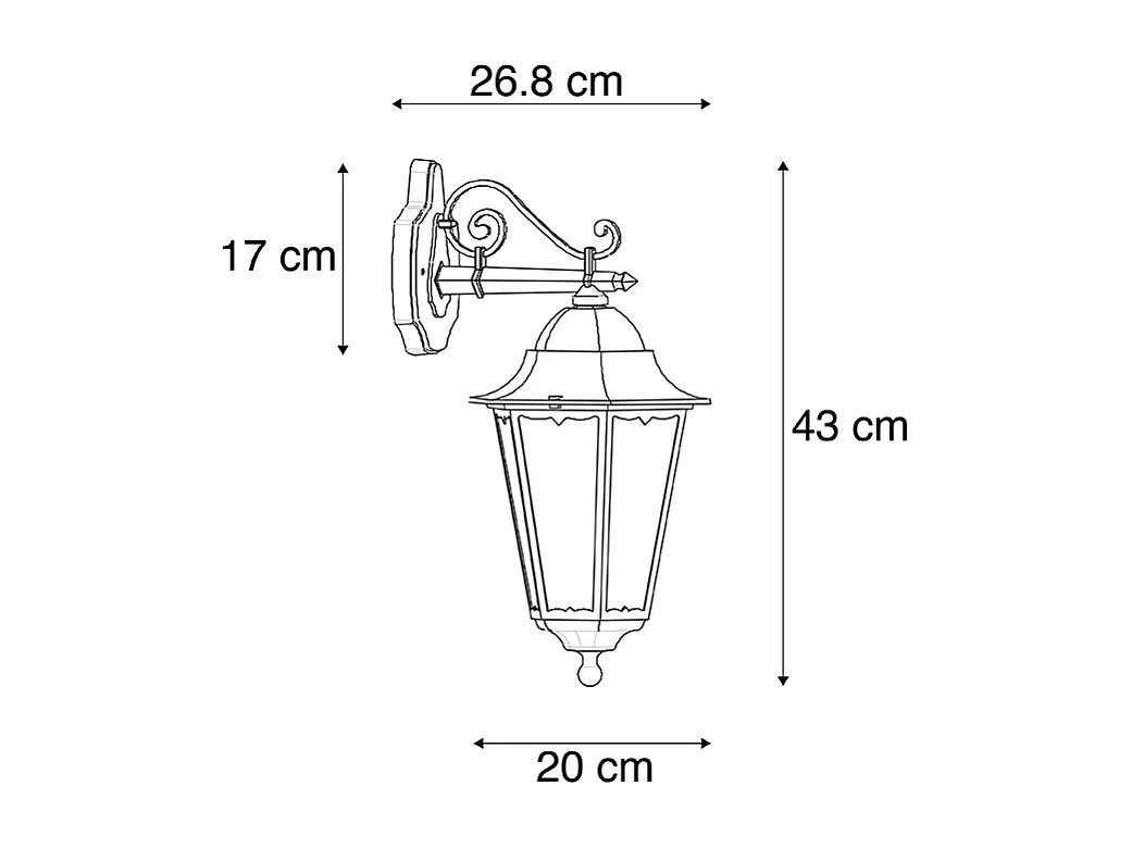 Lanterne murale extérieure classique noire IP44 - Havana Down