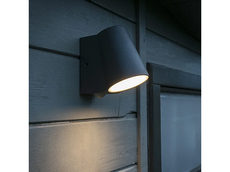 Lampe d'extérieur anthracite avec détecteur de mouvement, LED incluse - Uma