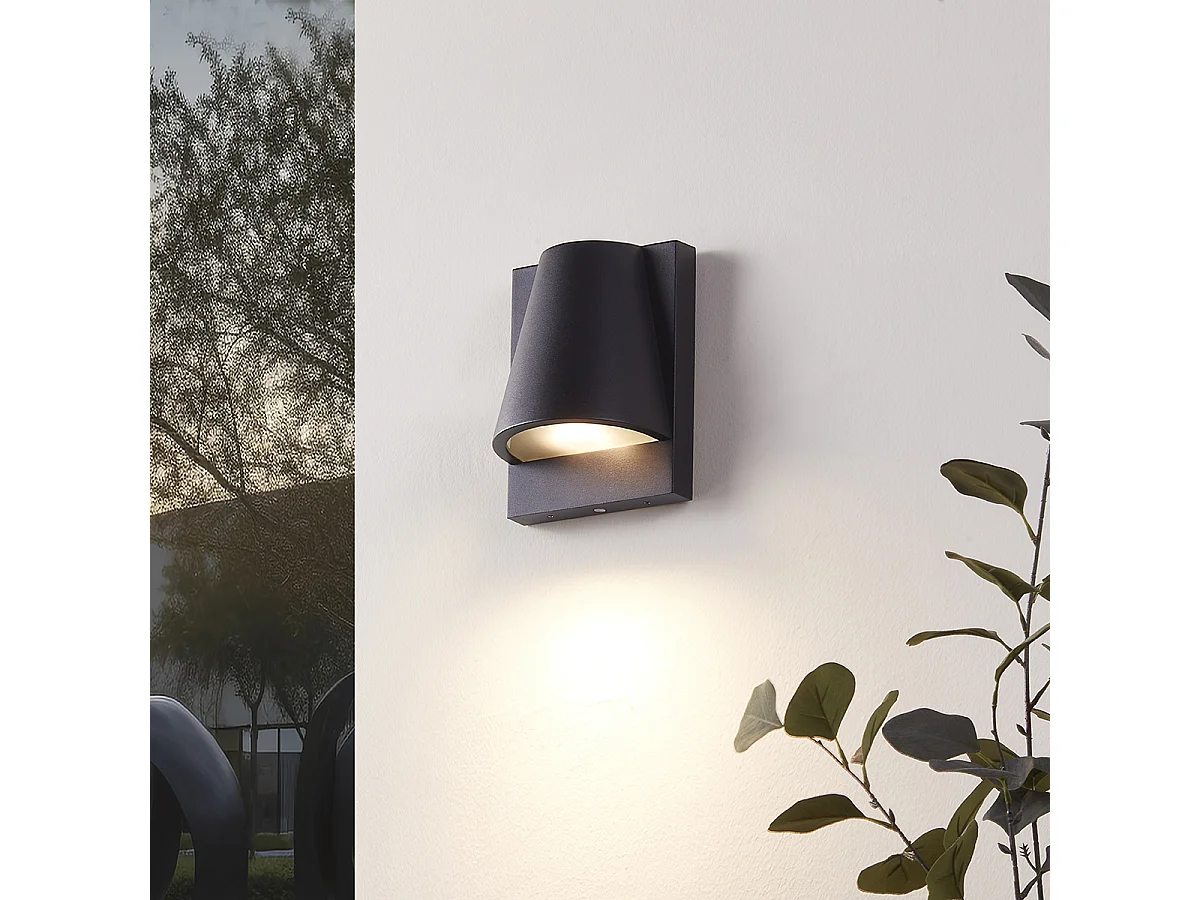 Applique d'extérieur noire IP44 avec interrupteur crépusculaire - Femke