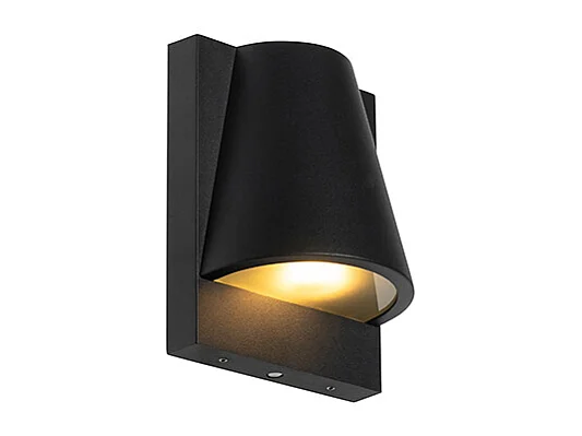 Applique murale extérieure noire IP44 avec capteur crépusculaire - Femke