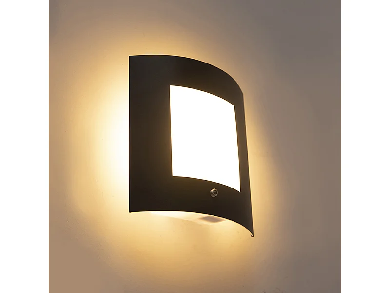 Applique murale extérieure anthracite IP44 capteur crépusculaire - Emmerald