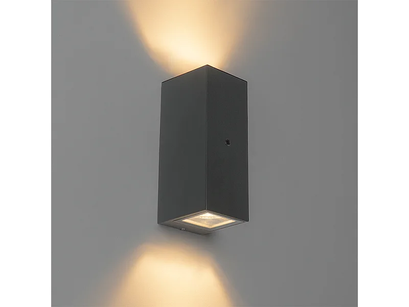 Applique murale grise 2 lumières IP44 avec capteur crépusculaire - Baleno
