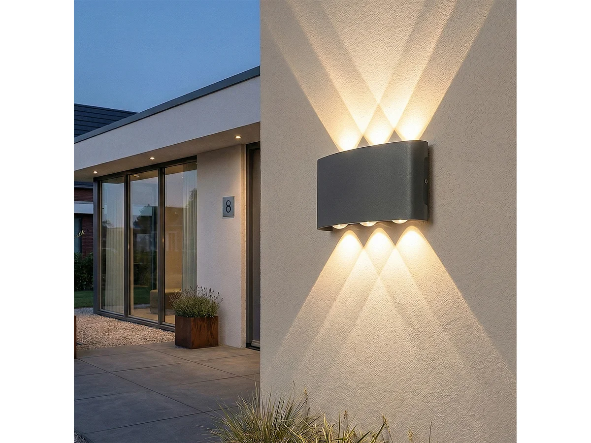 Applique murale d'extérieur gris foncé avec LED 6 lumières IP54 - Silly