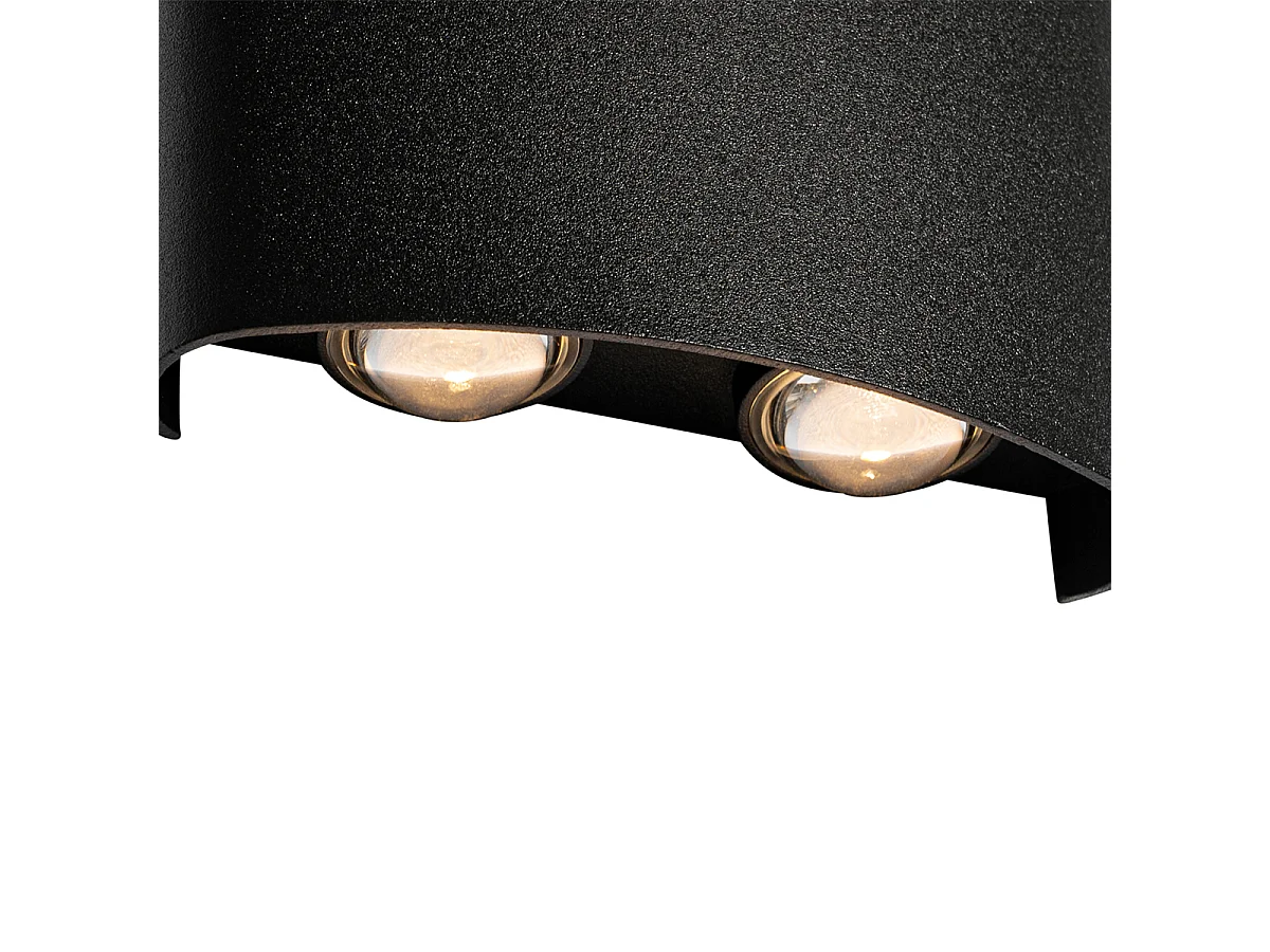 Applique d'extérieur noire avec LED 4 lumières IP54 - Silly
