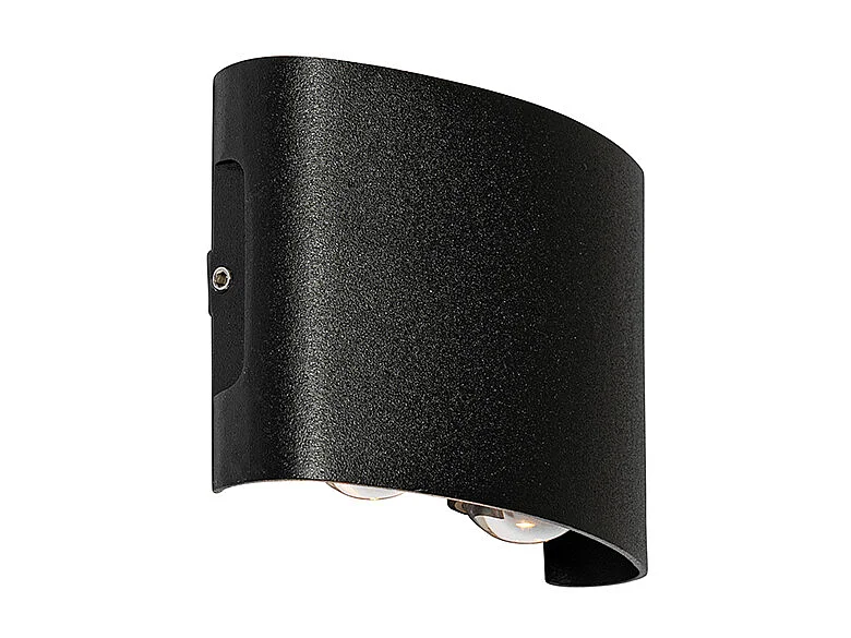 Applique d'extérieur noire avec LED 4 lumières IP54 - Silly