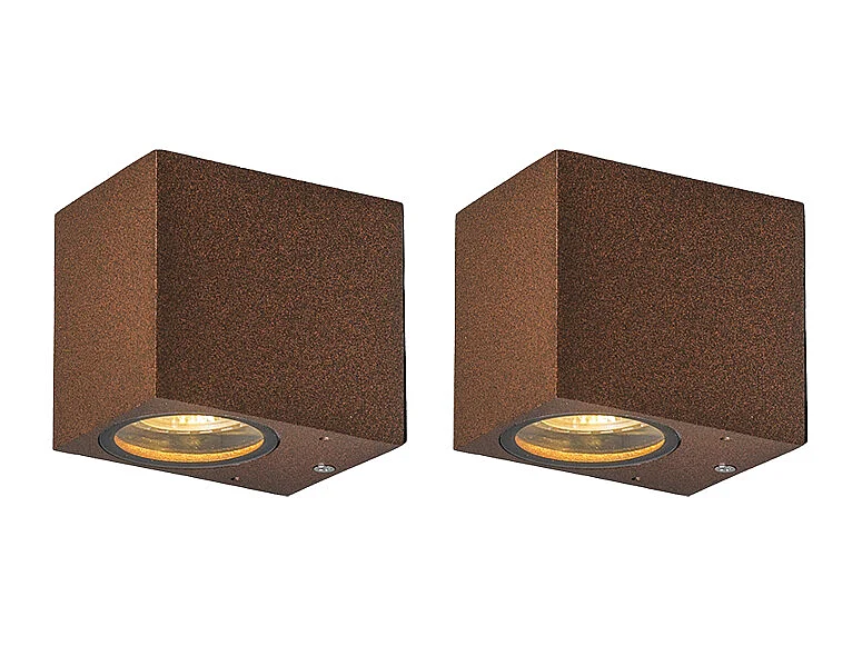 Lot de 2 appliques murales industrielles brun rouille IP44 - Baleno