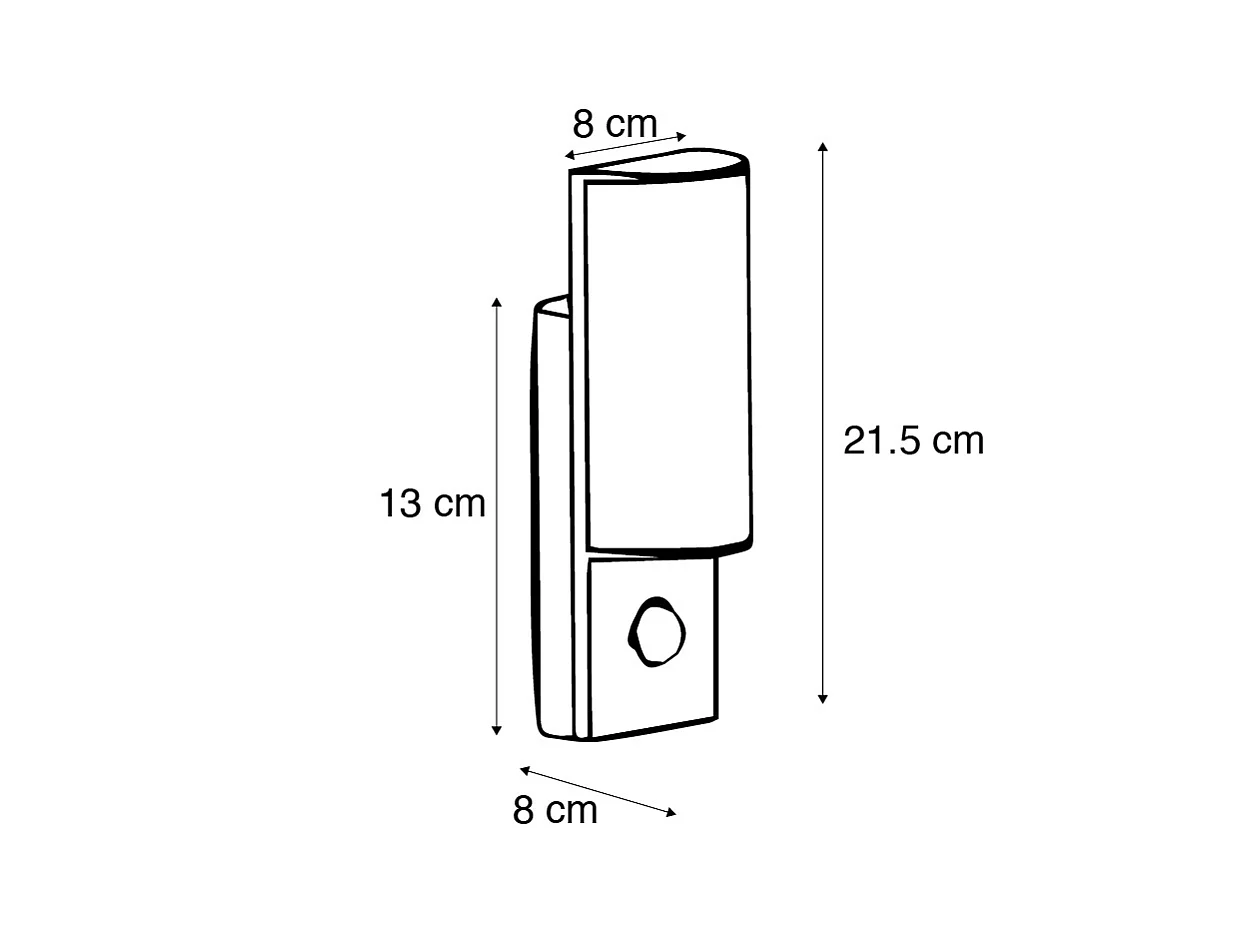 Applique d'extérieur moderne gris foncé avec détecteur de mouvement - Harry