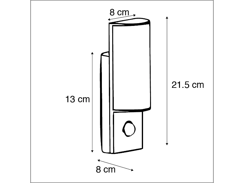 Applique murale d'extérieur moderne gris foncé avec détecteur de mouvement - Harry