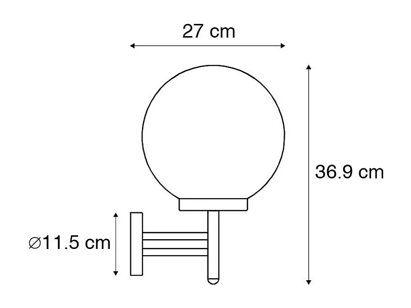 Applique d'extérieur noire avec plastique IP44 en acier inoxydable - Sfera