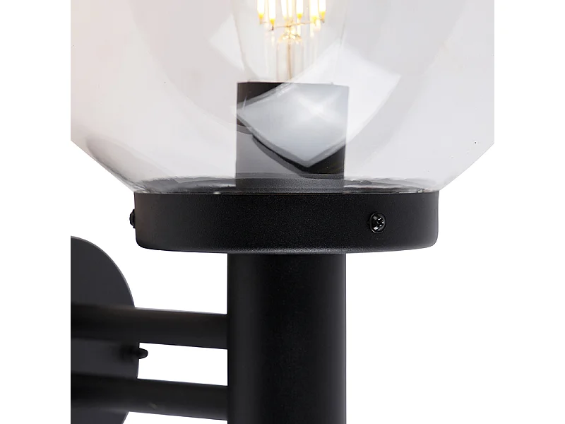 Applique murale d'extérieur noire avec plastique IP44 en acier inoxydable - Sfera