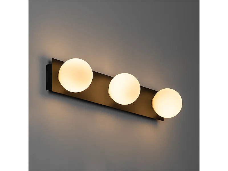 Applique moderne noire 48 cm IP44 3 lumières - Cederic