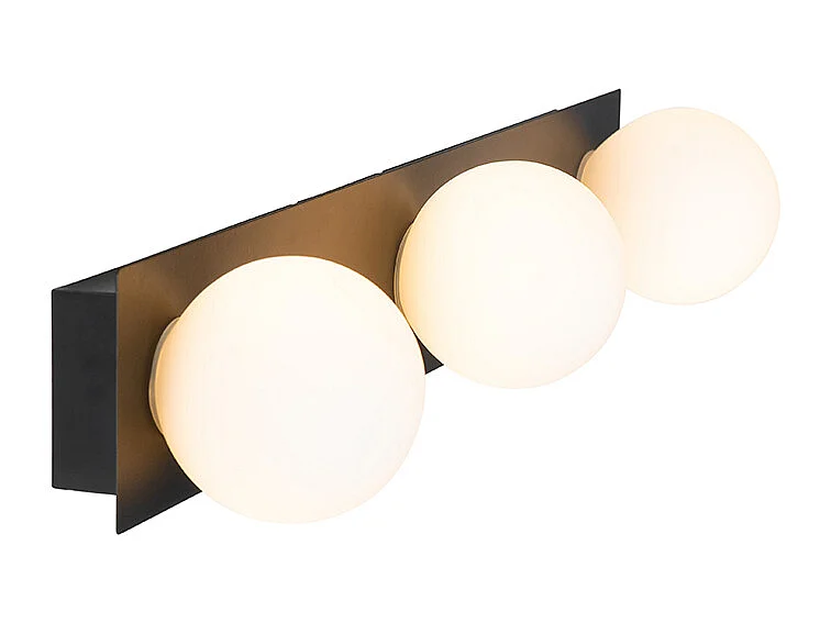 Applique murale moderne noire 48 cm IP44 3 lumières - Cederic