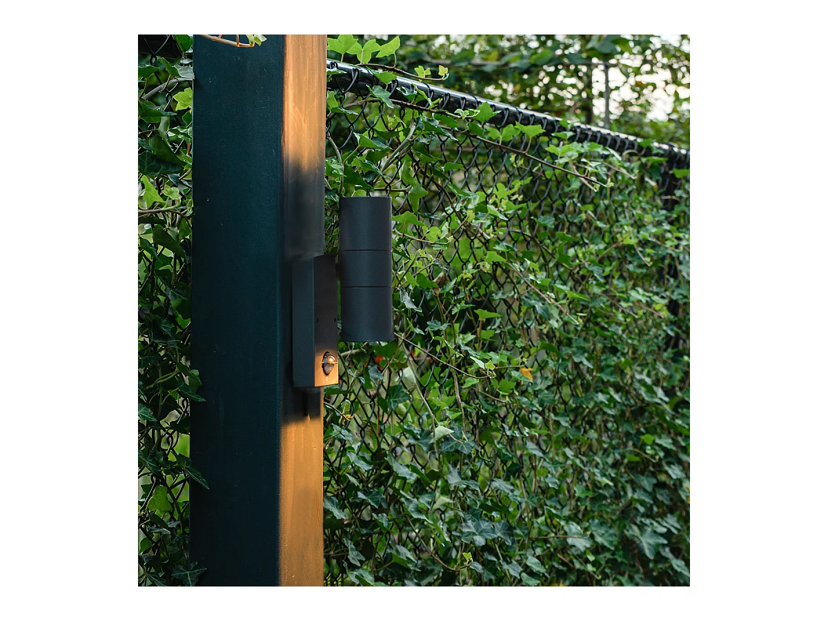 Applique d'extérieur anthracite 2 lumières IP44 avec détecteur de mouvement - Duo