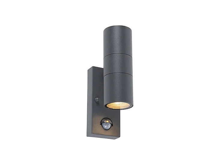 Applique d'extérieur anthracite 2 lumières IP44 avec détecteur de mouvement - Duo