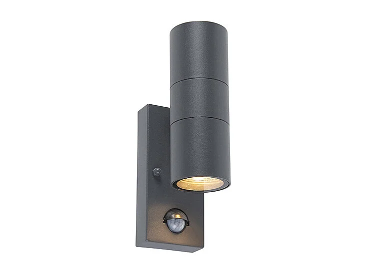 Applique murale extérieure anthracite avec détecteur de mouvement 2 lumières IP44 - Duo