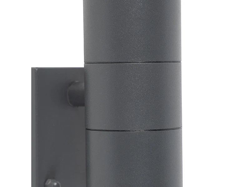 Applique murale extérieure anthracite avec détecteur de mouvement 2 lumières IP44 - Duo