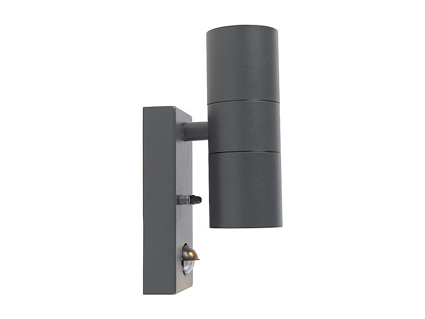 Applique murale extérieure anthracite avec détecteur de mouvement 2 lumières IP44 - Duo