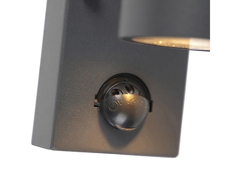 Applique murale extérieure anthracite avec détecteur de mouvement 2 lumières IP44 - Duo