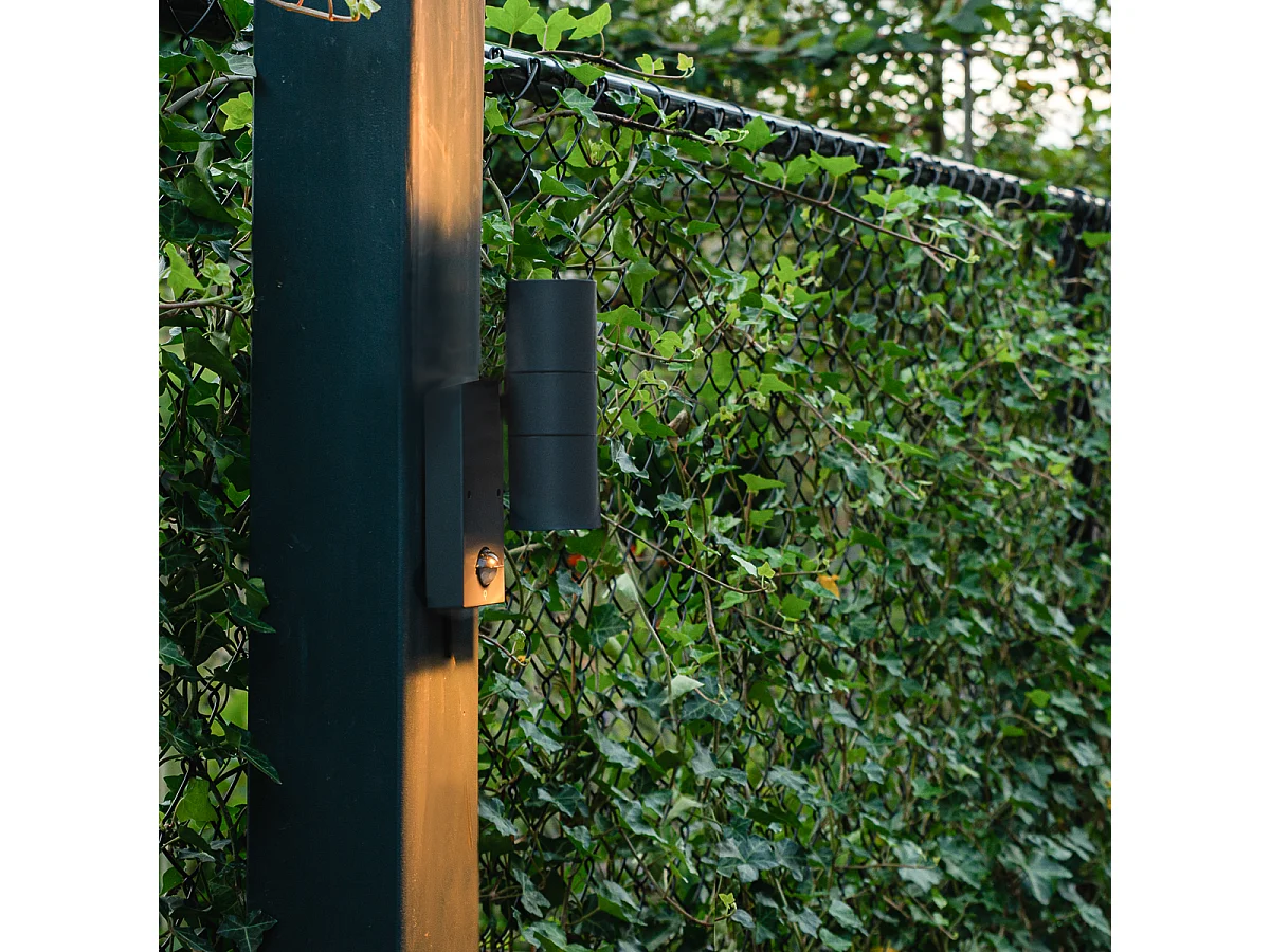 Applique murale extérieure anthracite avec détecteur de mouvement 2 lumières IP44 - Duo