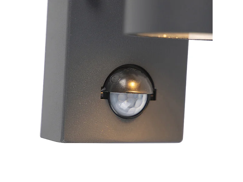 Applique murale extérieure anthracite avec détecteur de mouvement 2 lumières IP44 - Duo