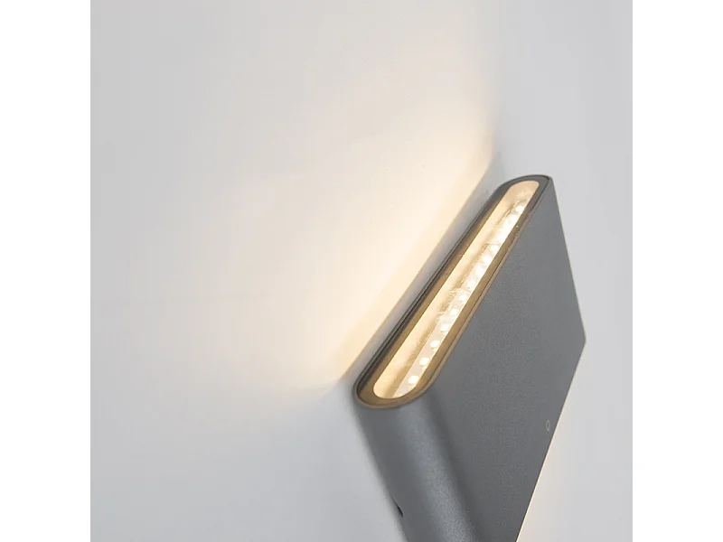 Applique murale extérieure gris foncé 17,5 cm avec LED IP65 - Batt
