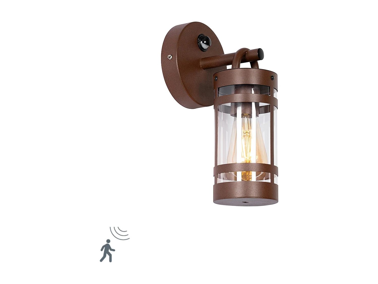 Applique d'extérieur marron rouille IP44 avec détecteur de mouvement - Ruben