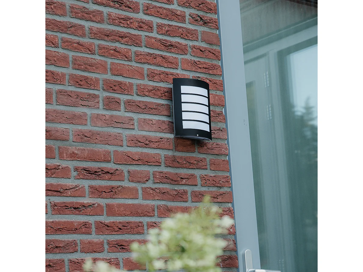 Applique d'extérieur noire IP44 avec capteur clair-obscur - Miro