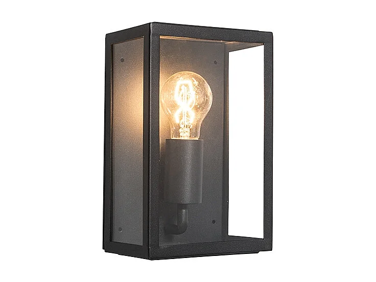 Applique murale extérieure industrielle noire avec verre 25,5 cm IP44 - Rotterdam