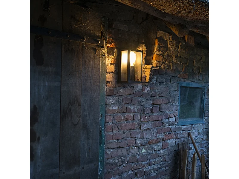 Applique murale d'extérieur industrielle noire avec verre IP44 - ROTTERDAM 2