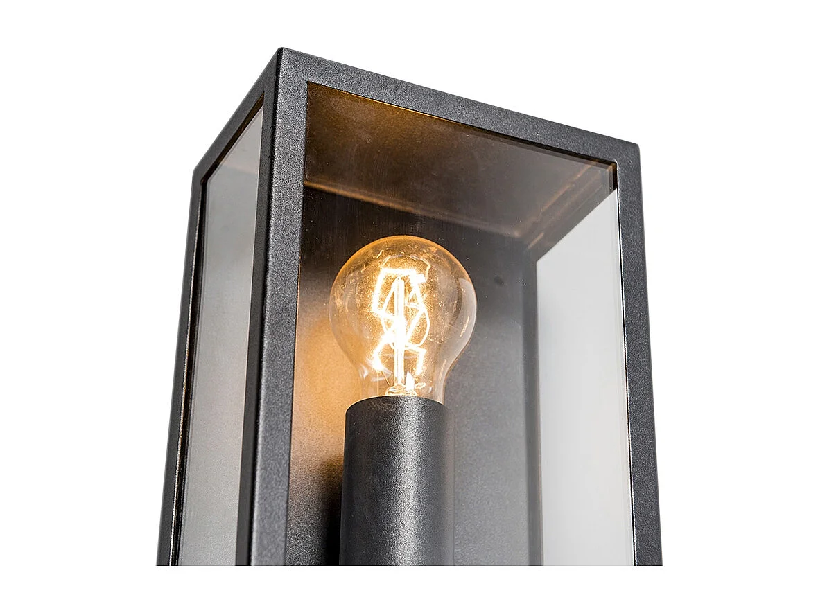 Applique murale extérieure industrielle noire avec verre 25,5 cm IP44 - Rotterdam