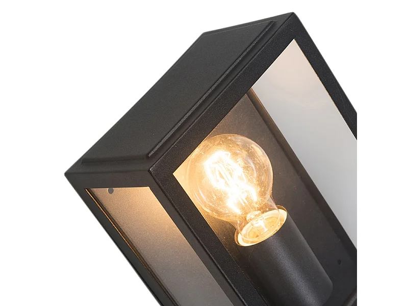 Applique murale extérieure industrielle noire avec verre 25,5 cm IP44 - Rotterdam