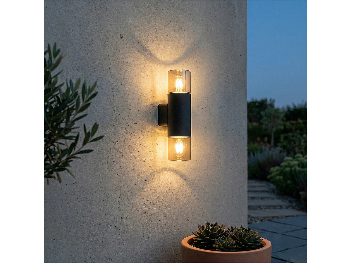 Applique murale extérieure moderne noire 2 lumières IP44 - Odense