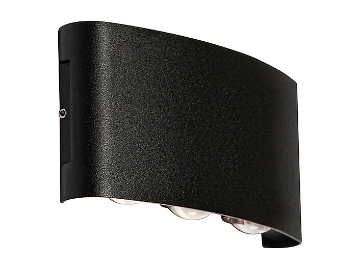 Applique d'extérieur noire avec LED 6 lumières IP54 - Silly