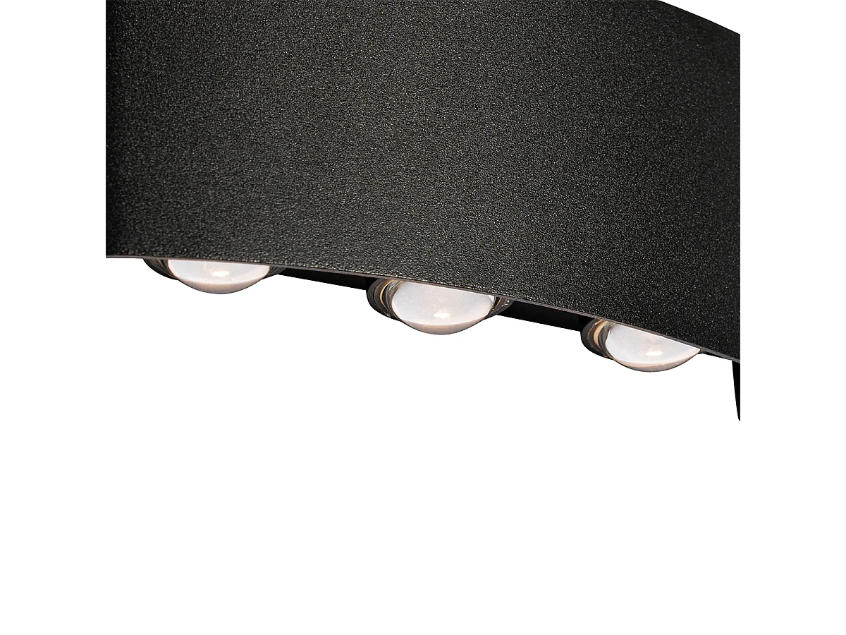Applique murale d'extérieur noire avec LED 6 lumières IP54 - Silly