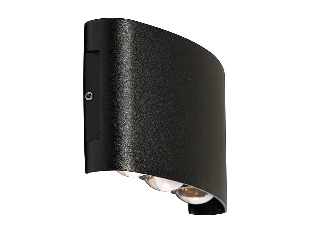 Applique murale d'extérieur noire avec LED 6 lumières IP54 - Silly