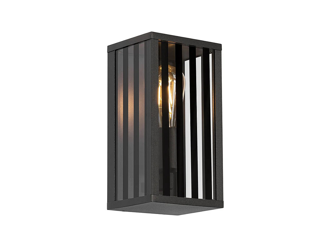 Applique d'extérieur moderne noire avec verre fumé 26 cm IP44 - Dijon