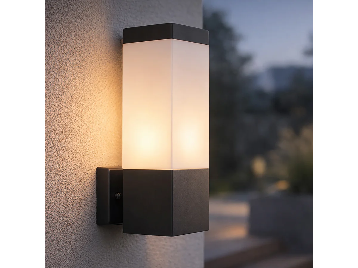 Applique murale extérieure moderne gris foncé avec opale - Malios