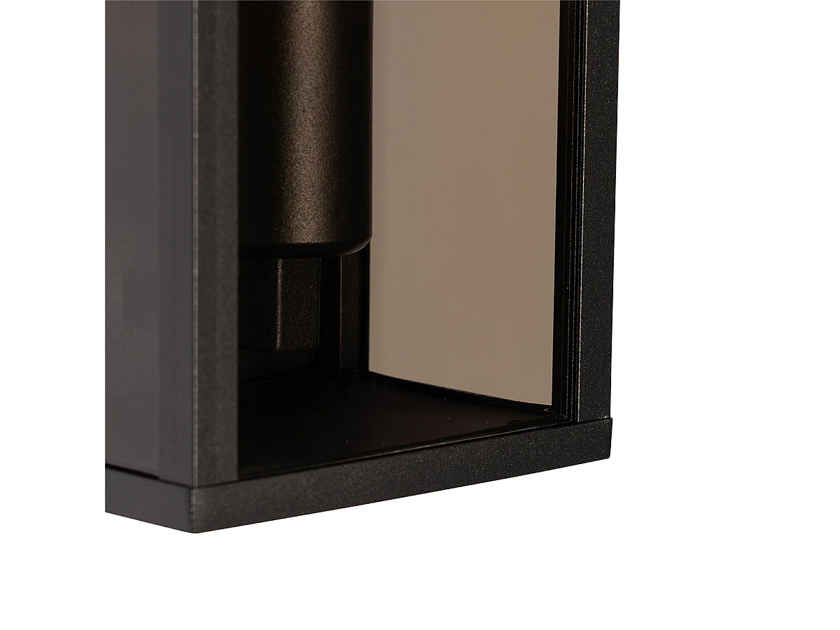 Applique d'extérieur noir avec verre fumé 26 cm IP44 - Charlois