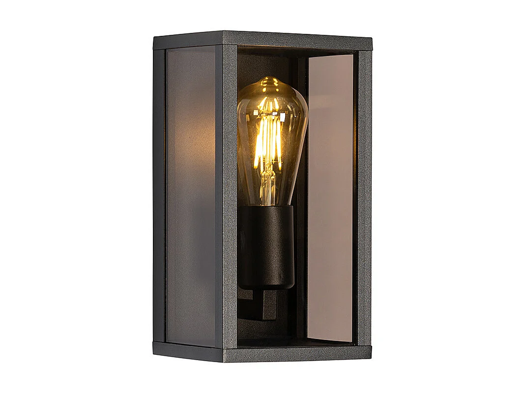 Applique d'extérieur noir avec verre fumé 26 cm IP44 - Charlois