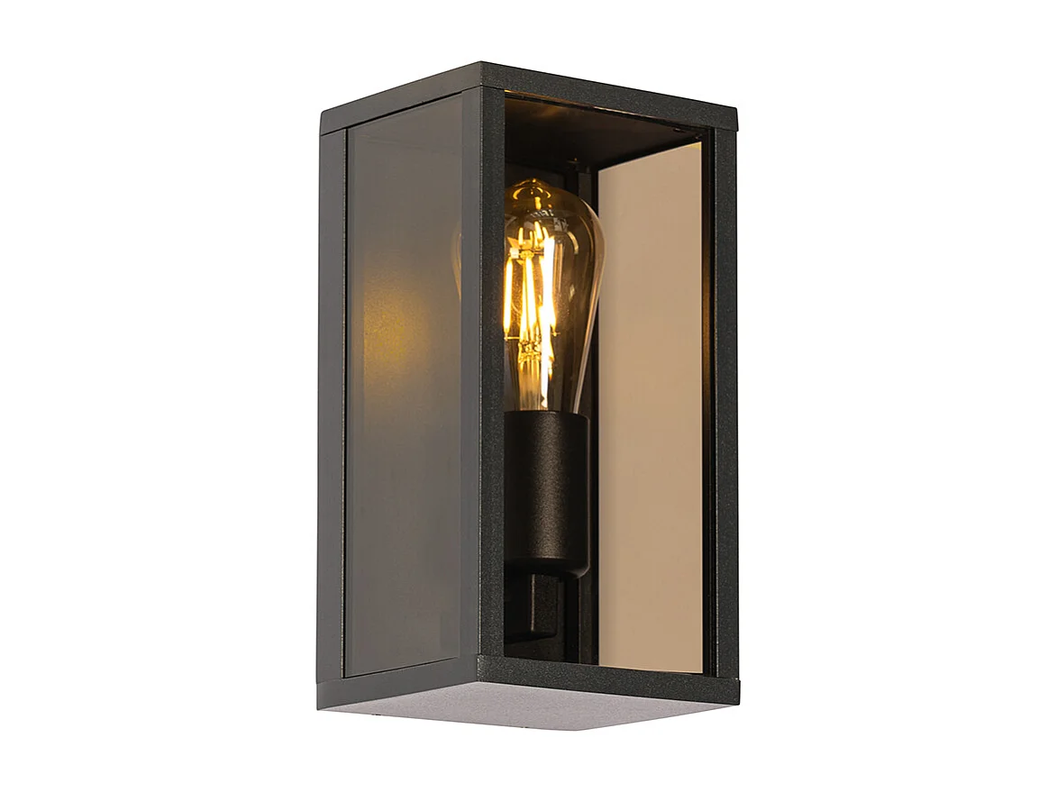 Applique murale d'extérieur noire avec verre fumé 26 cm IP44 - Charlois