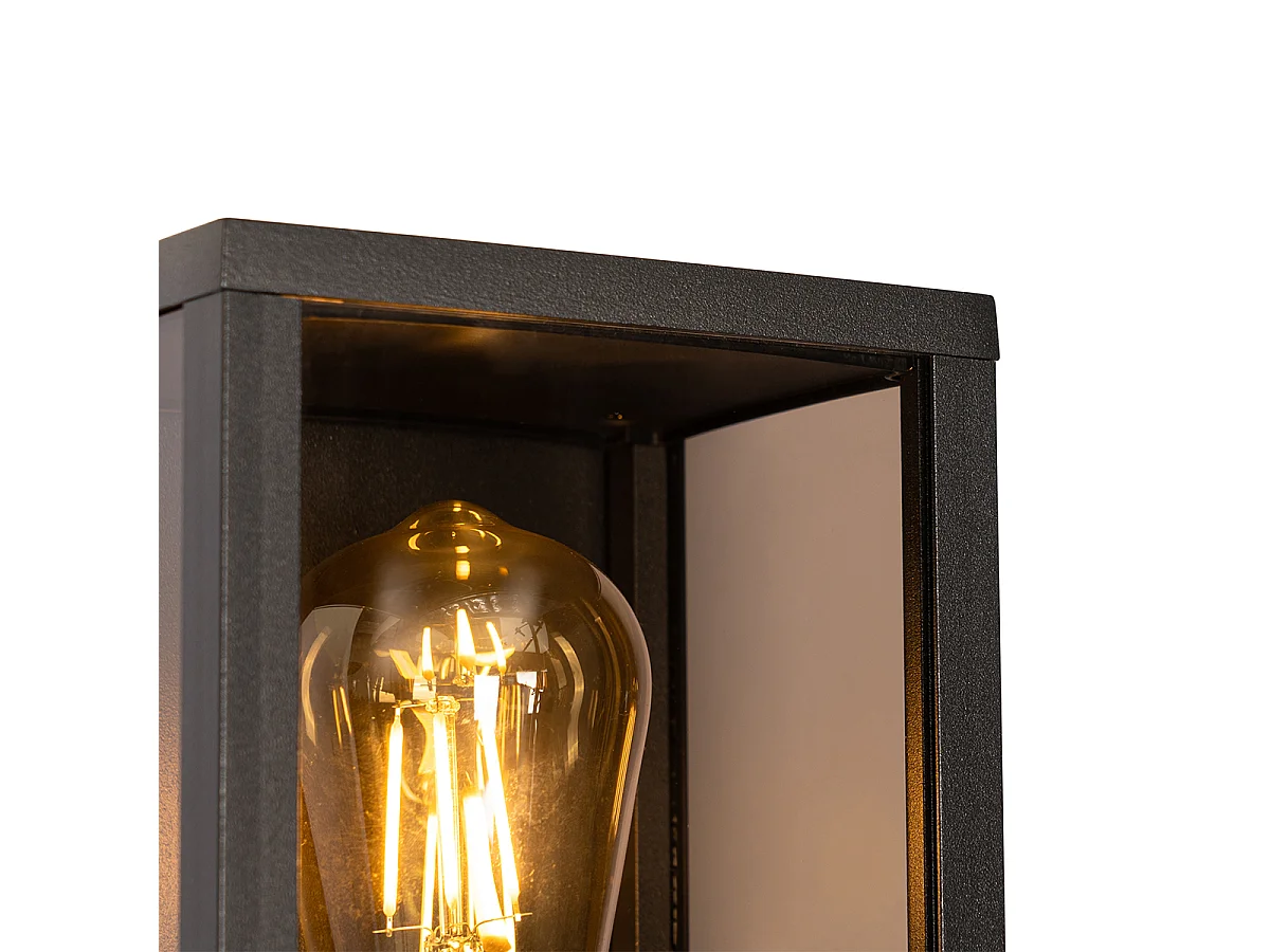 Applique murale d'extérieur noire avec verre fumé 26 cm IP44 - Charlois