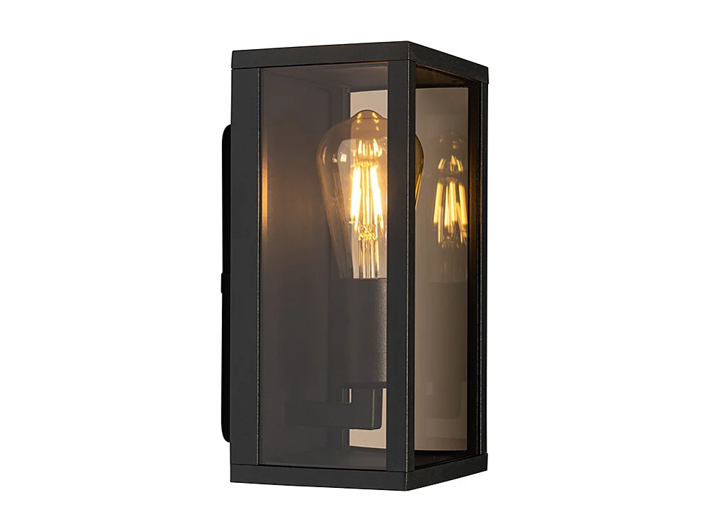 Applique murale d'extérieur noire avec verre fumé 26 cm IP44 - Charlois