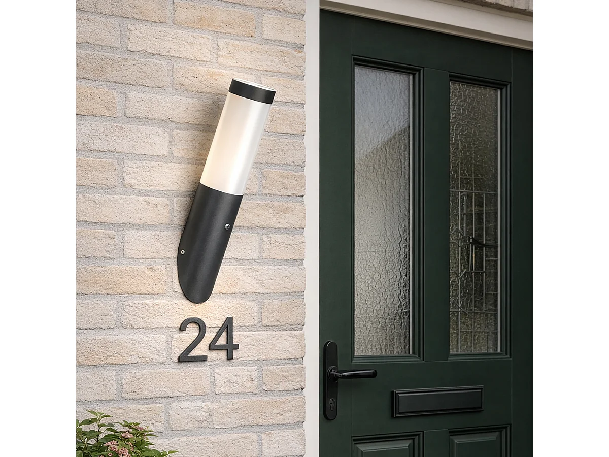 Applique murale d'extérieur moderne gris foncé IP44 avec capteur crépusculaire - Rox