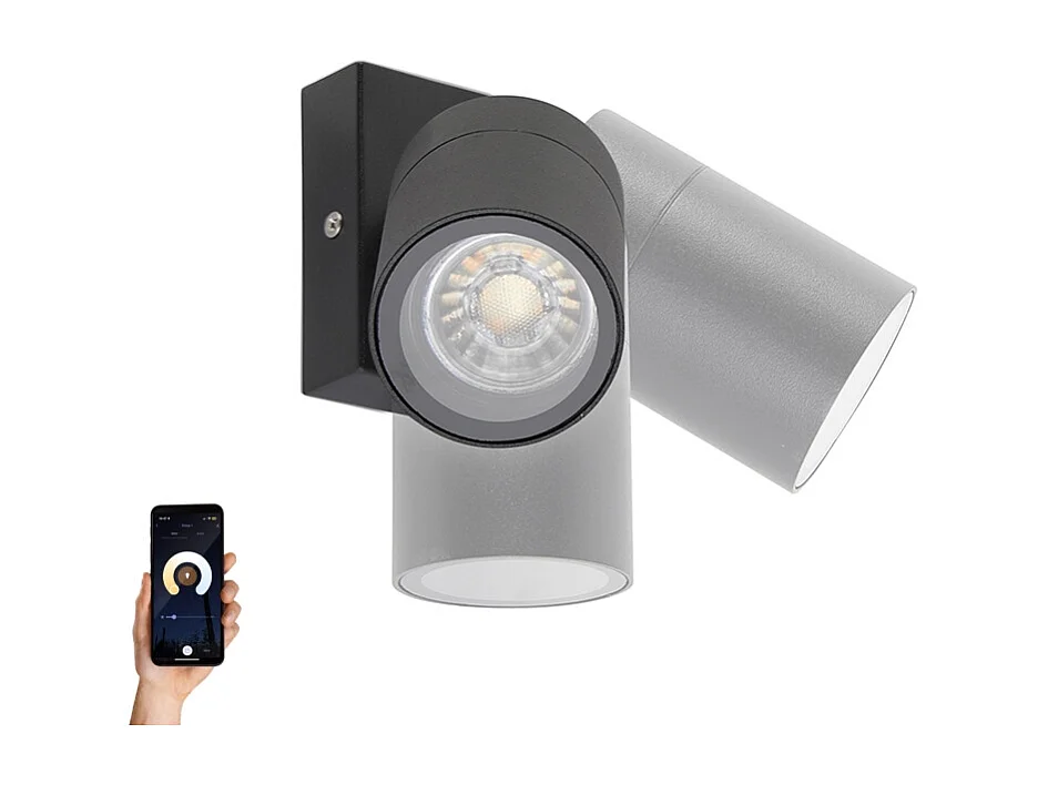 Applique d'extérieur noire IP44 avec ampoule intelligente  WiFi GU10 - Solo