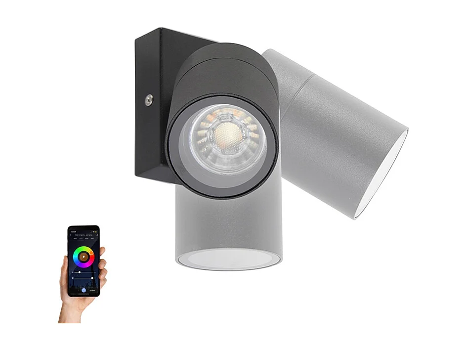 Applique murale d'extérieur intelligente noire IP44 avec WiFi GU10 - Solo