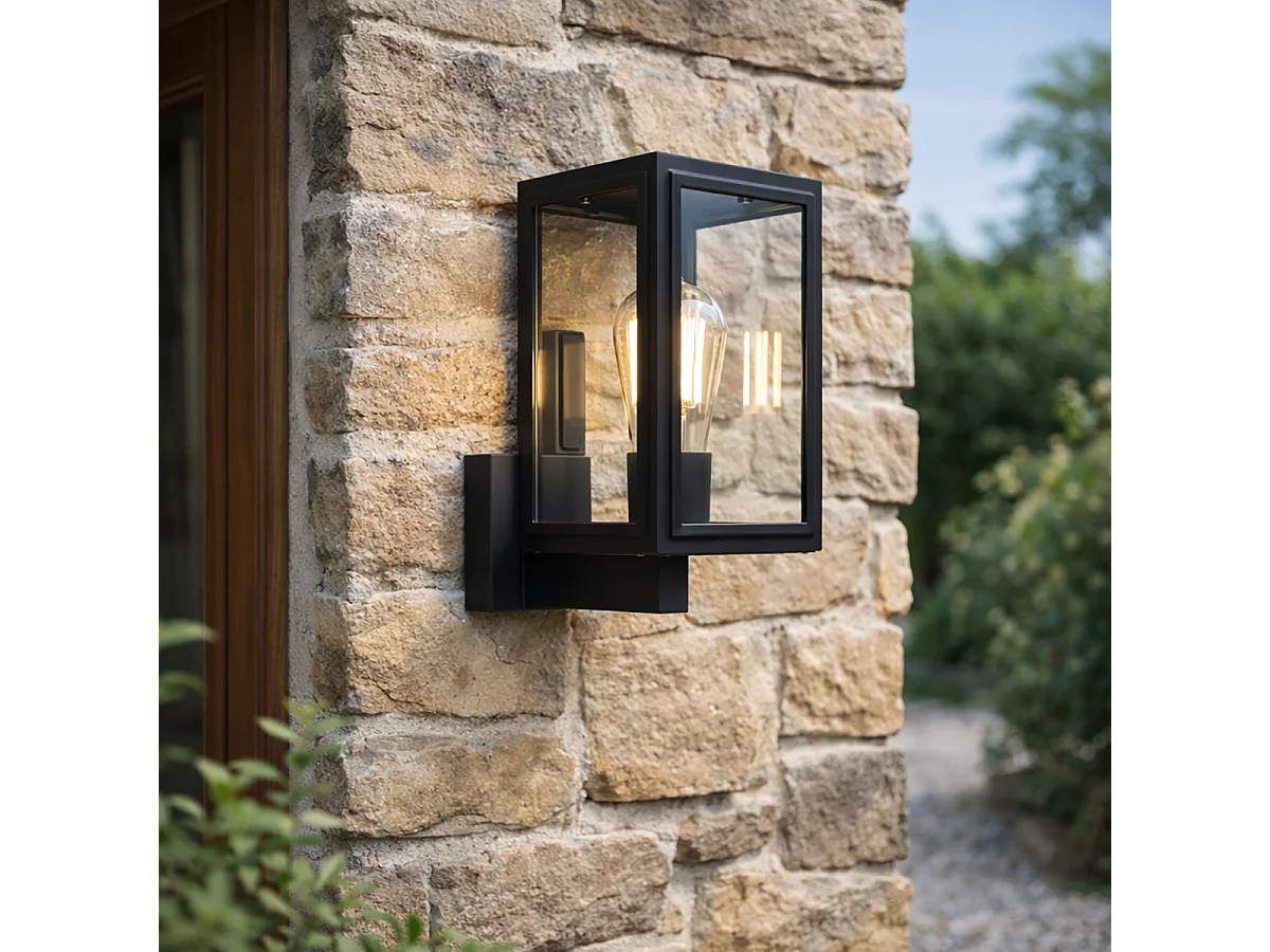 Applique murale rustique noire IP44 - Sutton Up