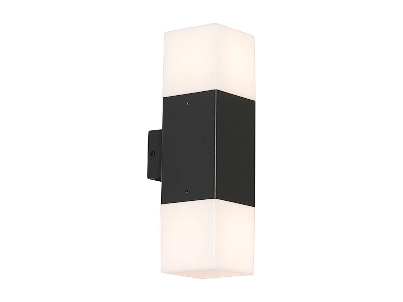 Applique d'extérieur noire avec abat-jour opale 2 lumières IP44 - Danemark