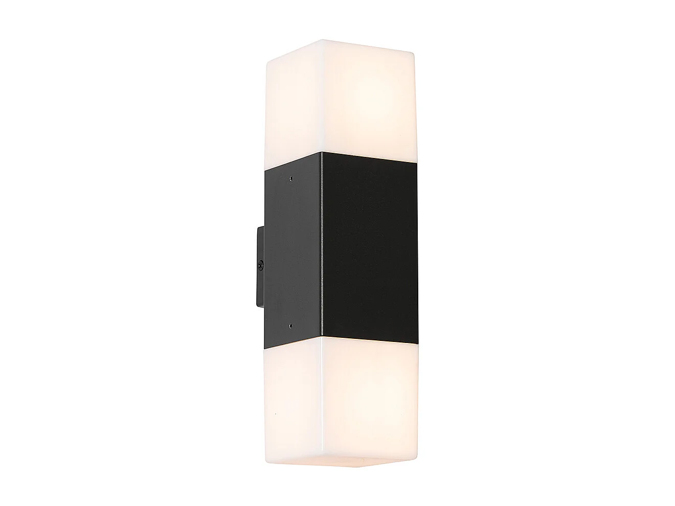 Applique murale extérieure noire avec abat-jour opale 2 lumières IP44 - Danemark