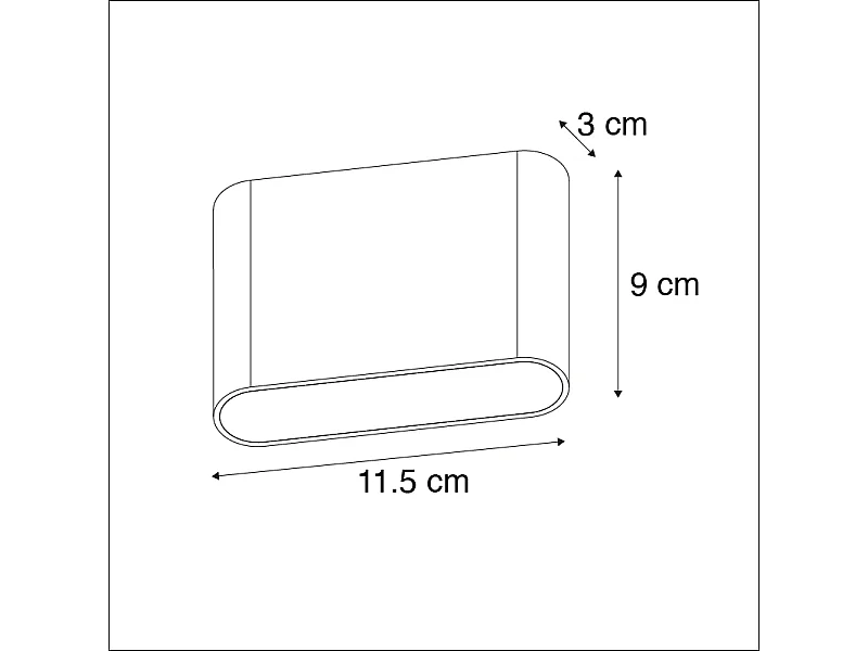 Applique murale anthracite 11,5 cm avec LED IP65 - Batt